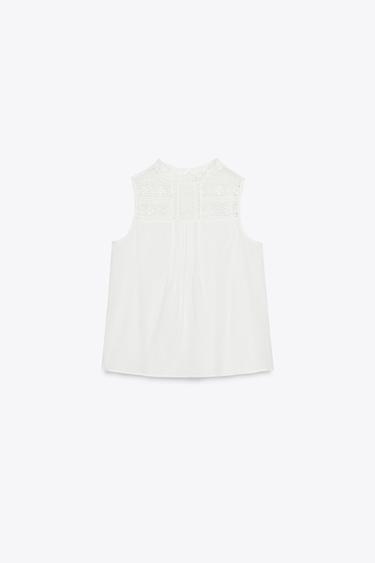 EMBROIDERED LADDER STITCH TOP - White by Zara - Image 4
