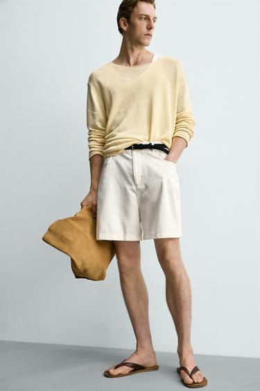 SHORT RELAXED FIT EN LYOCELL MÉLANGÉ - Blanc de Zara - Image 4