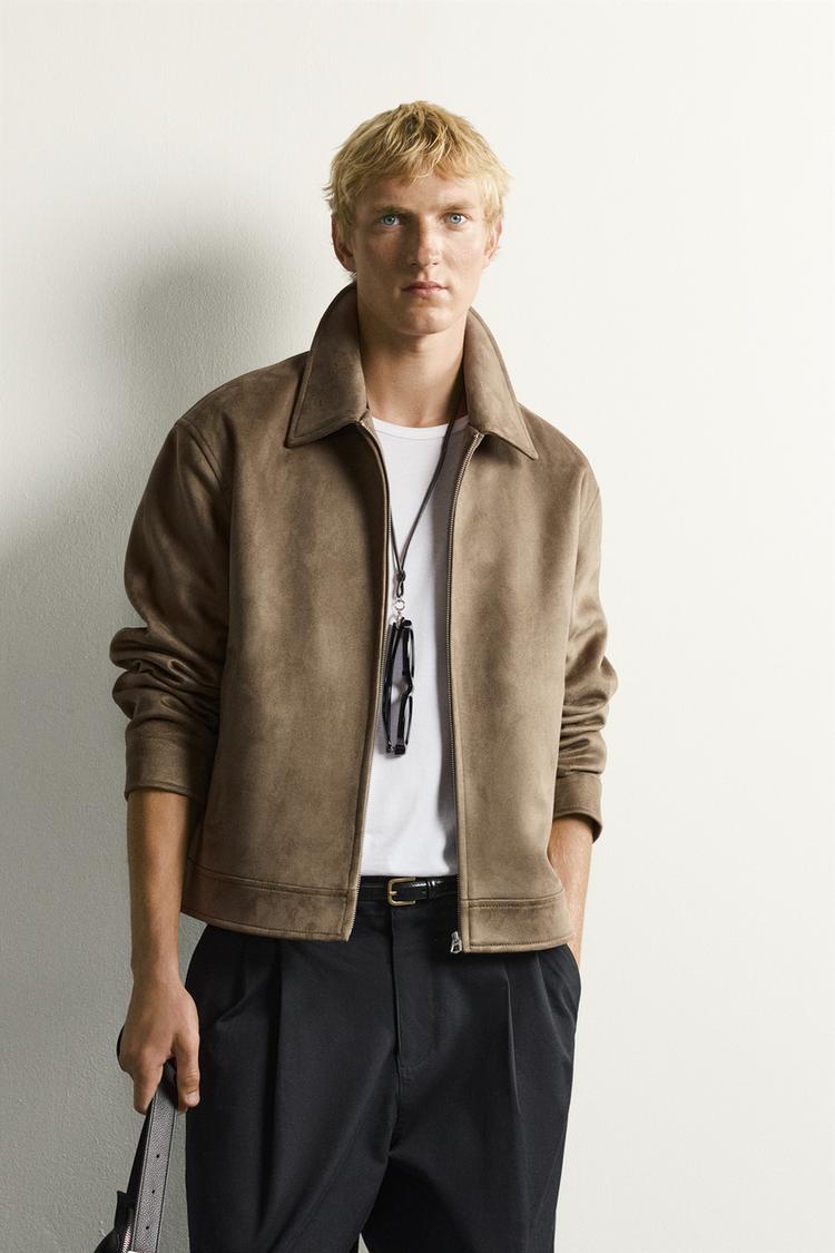 Chaqueta de gamuza sintética de corte regular 2