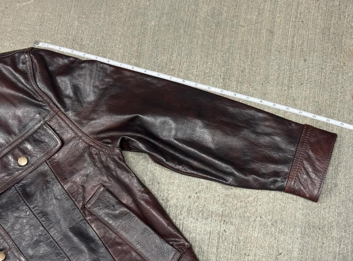 REGULAR FIT BUTTON DOWN BUFFALO LEATHER JACKET - Image 4