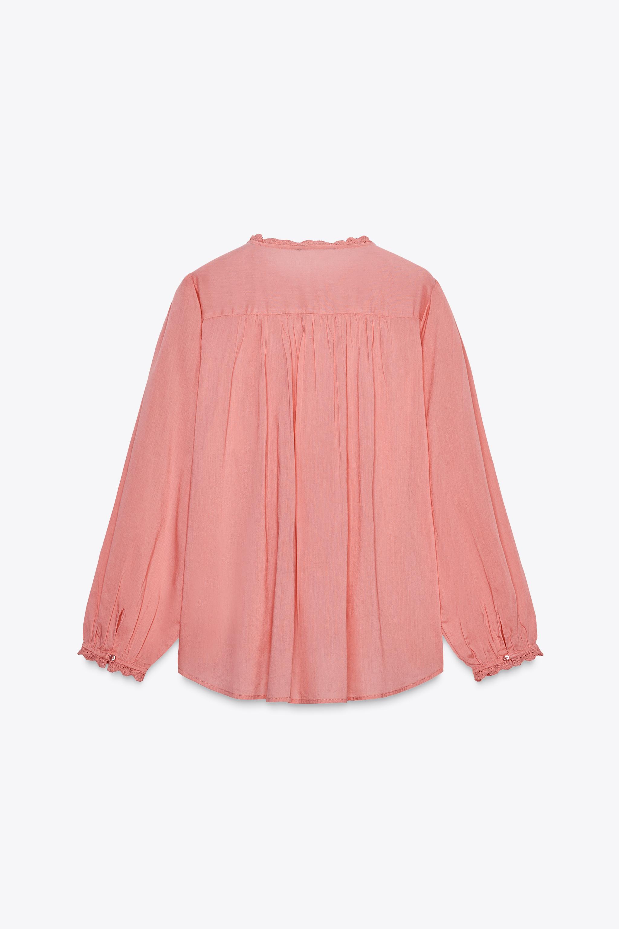 LACE ROMANTIC BLOUSE - Pink | ZARA United States