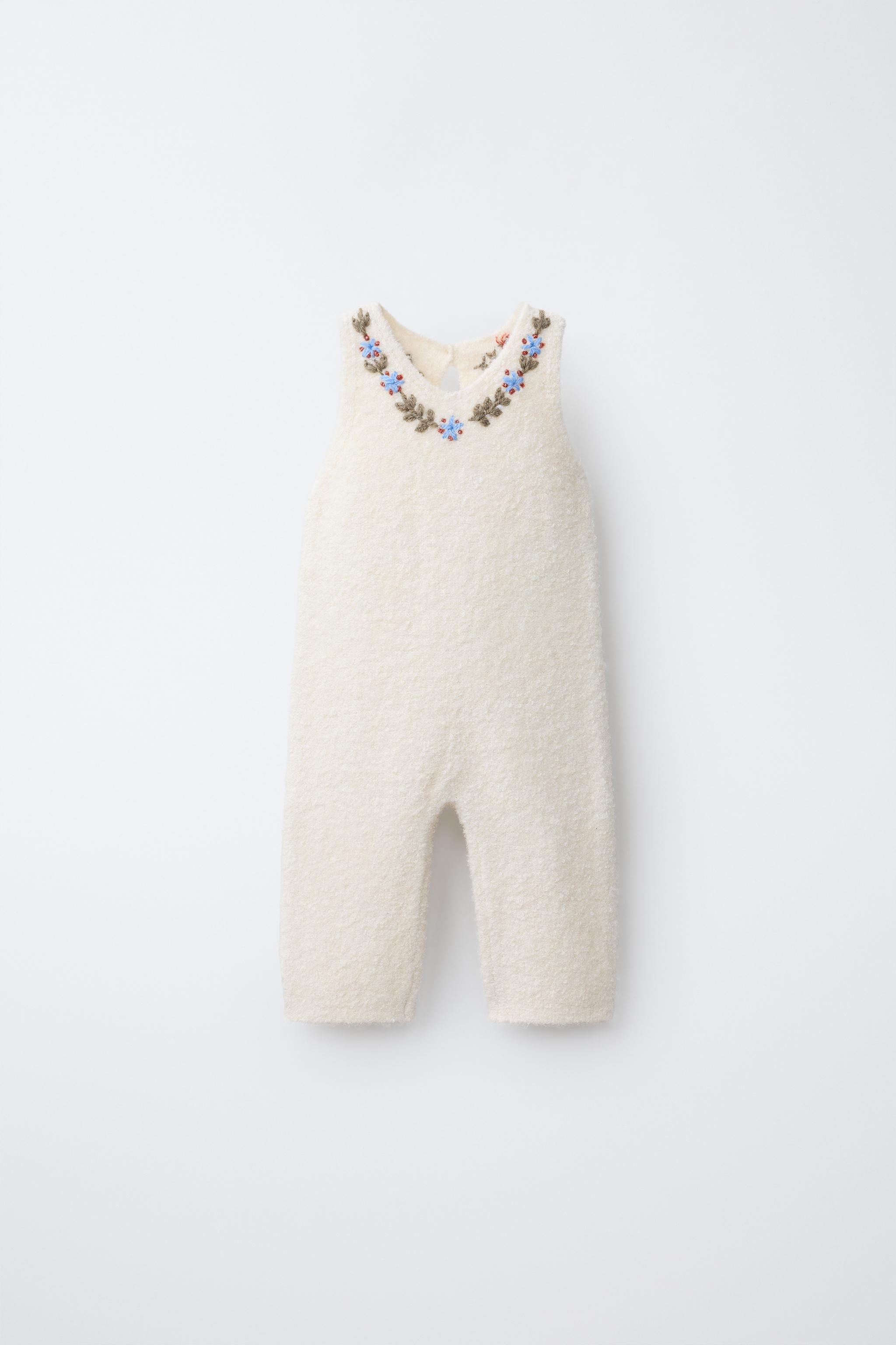 Детские комбинезоны Zara Embroidered Floral Knit Jumpsuit
