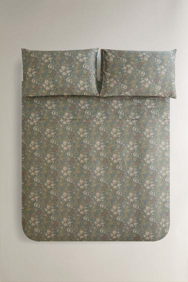 MORRIS & CO. COTTON SATEEN DUVET COVER - Green by Zara