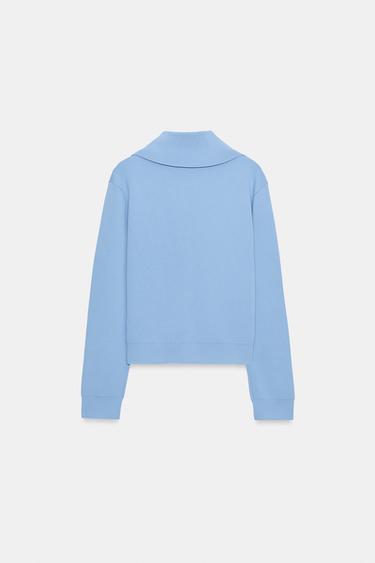 GILET EN MAILLE ZIPPÉ - Bleu ciel de Zara - Image 6