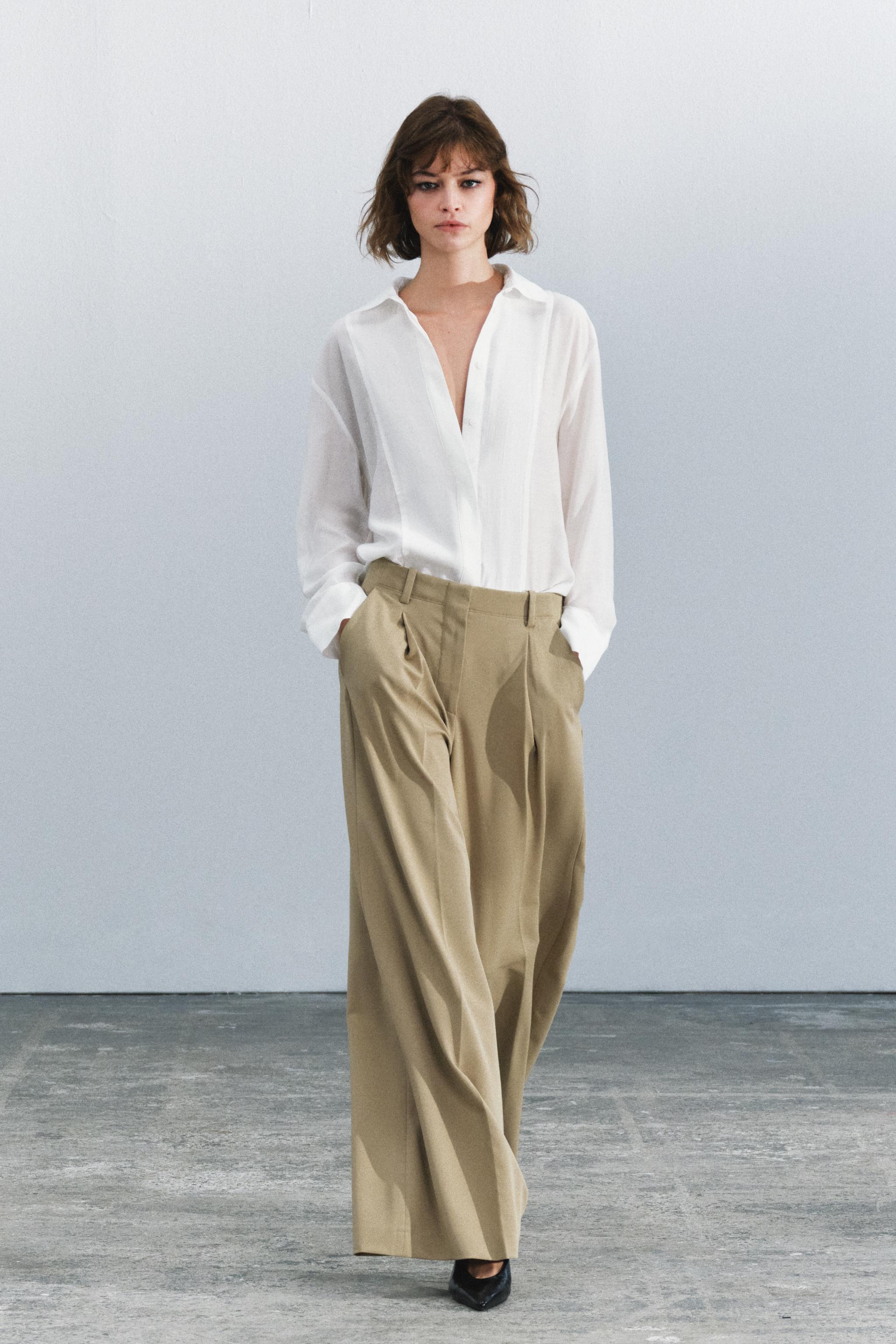 ZW COLLECTION PLEATED PANTS - Mid-camel | ZARA United States