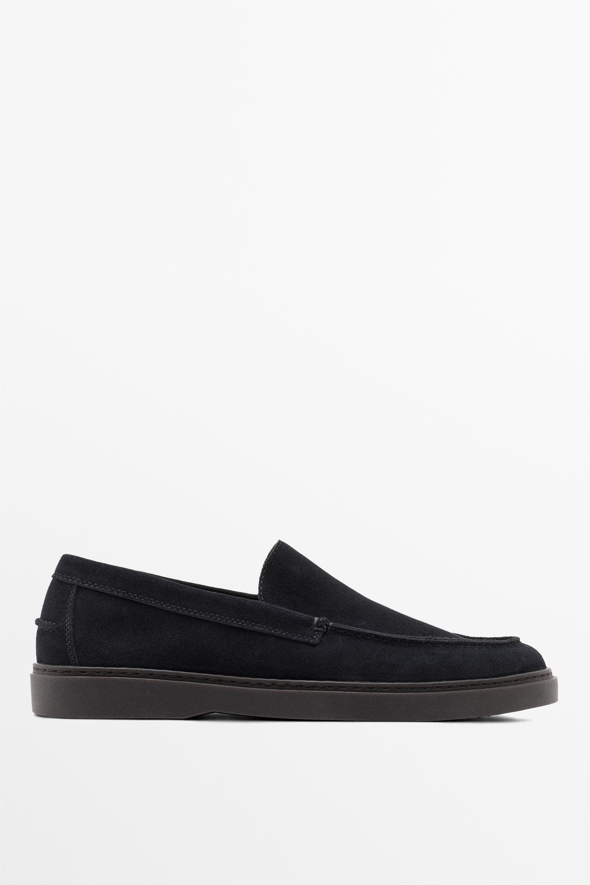 Split suede leather loafer — Navy Blue