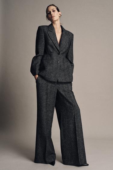 BLAZER PÉPLUM AVEC LAINE ZW COLLECTION - Noir / Blanc de Zara - Image 4