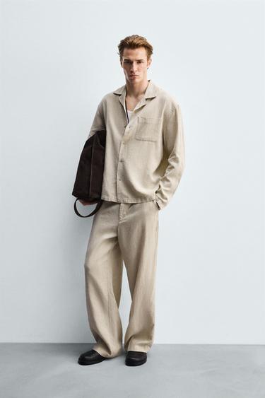 FLUID LYOCELL - LINEN SHIRT - Light beige by Zara