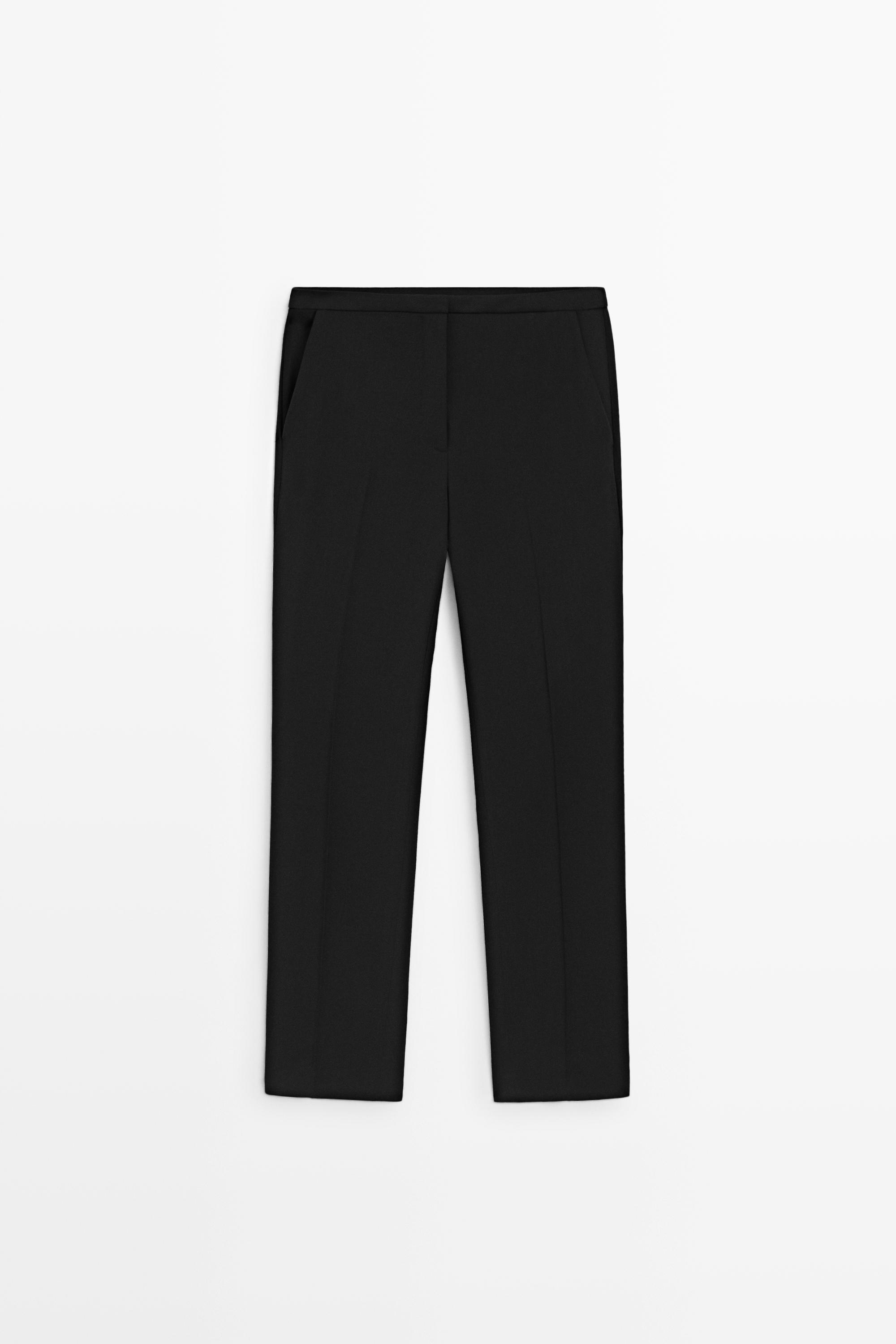 Pantalon taille fine en laine mélangée