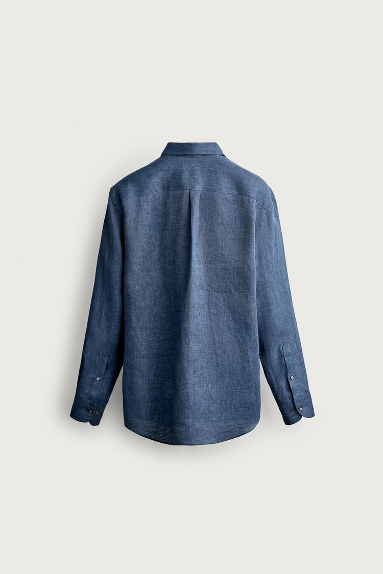 Camisa de corte regular 100% lino 6