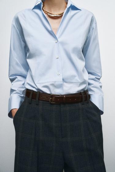 CINTURÓN PIEL 100% HEBILLA CUADRADA - Marrón de Zara