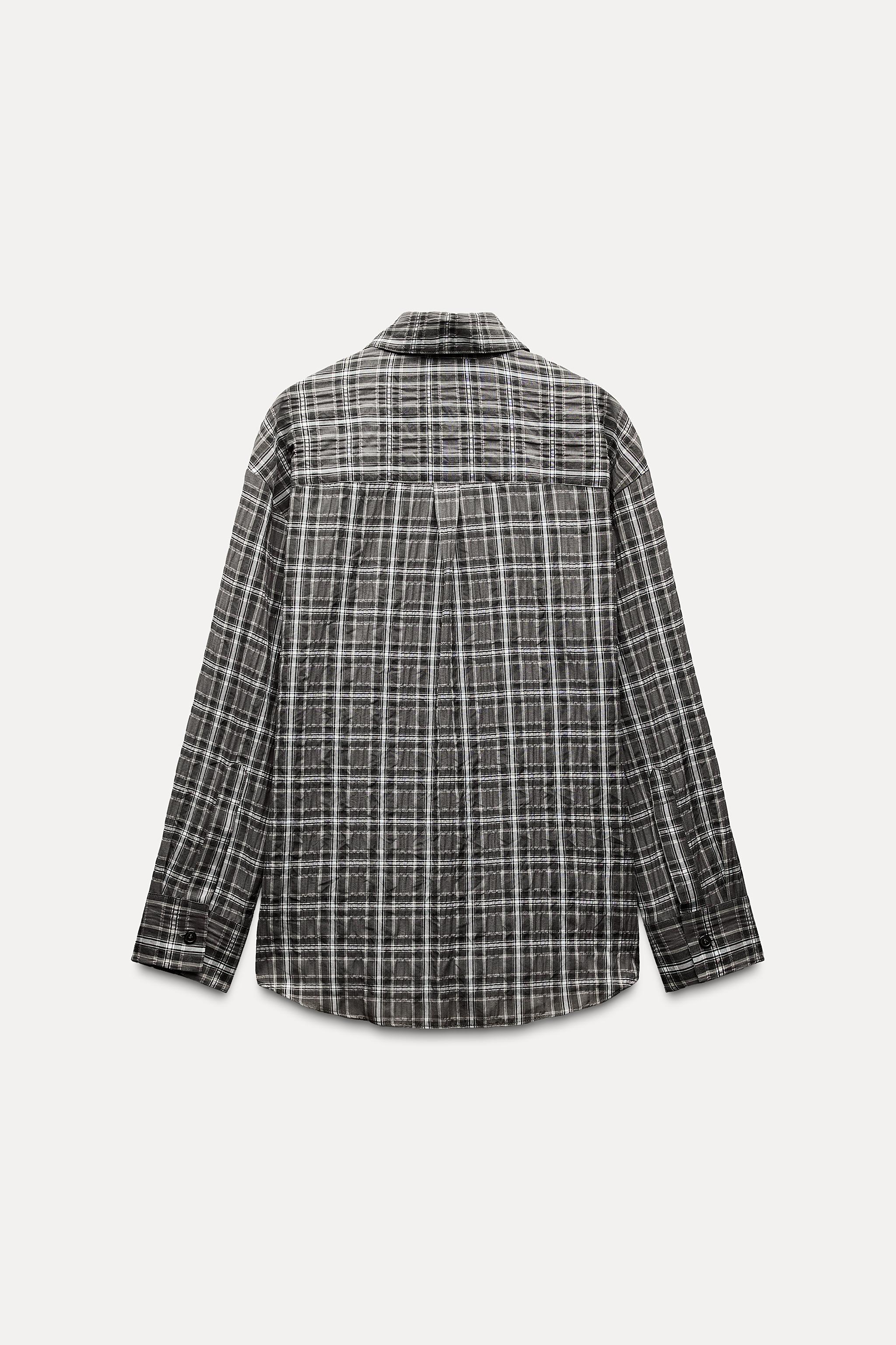 ZW COLLECTION CHECK OVERSIZE SHIRT - Black / White | ZARA