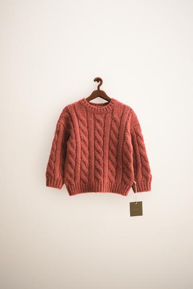 ZARA TIMELESS — ДЖЕМПЕР С ВЯЗКОЙ «КОСЫ» ИЗ ШЕРСТИ — ЧЕРЕПИЧНЫЙ от Zara