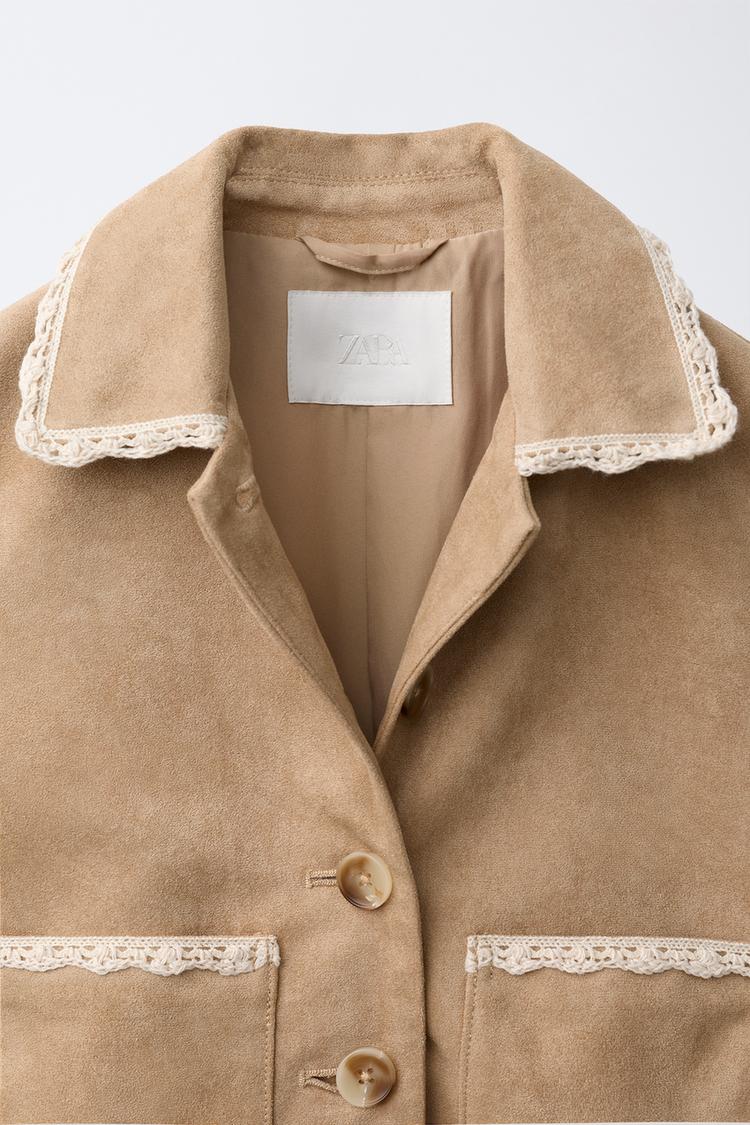 Chaqueta de ante sintético y encaje 8