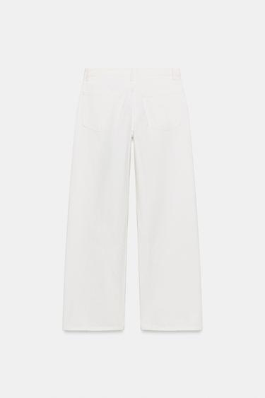 JEANS TRF WIDE LEG CINTURA MÉDIA - Branco-marfim da Zara