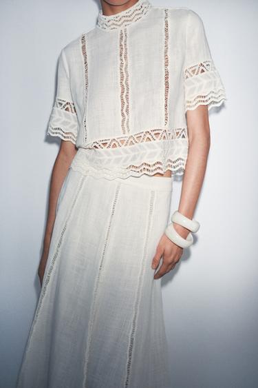 ZW COLLECTION CROCHET SHIRT - Ecru by Zara
