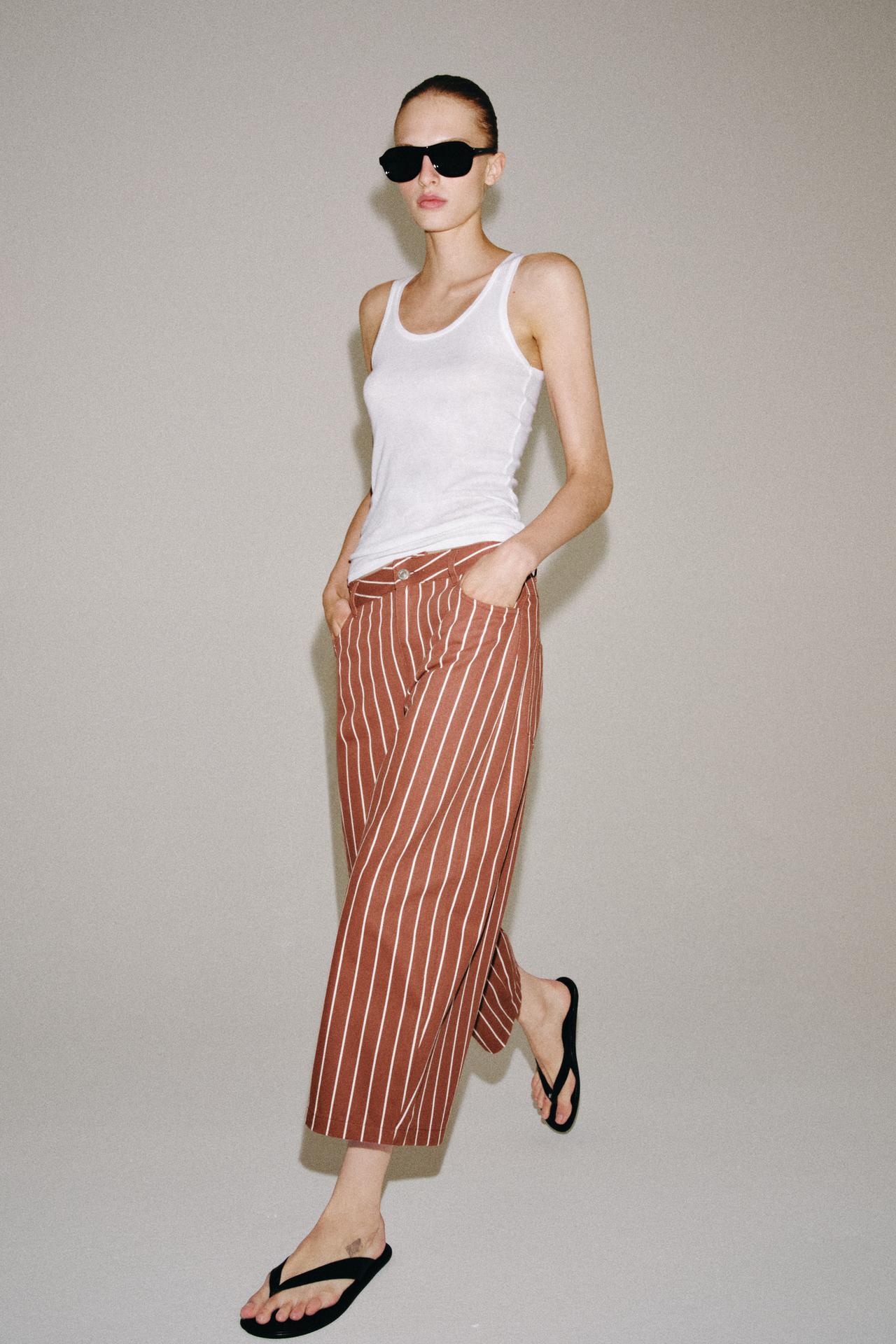Брюки ZW COLLECTION укороченного кроя в полоску