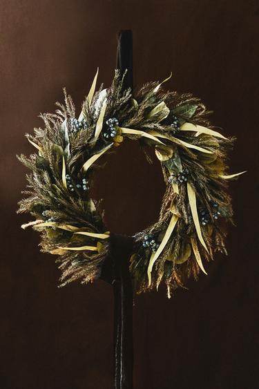 DÉCORATION COURONNE FEUILLES BAIES NOËL - Vert de Zara - Image 0