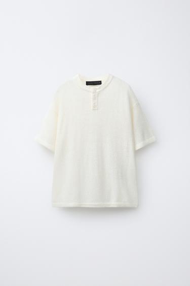 RUSTIC KNIT T-SHIRT - Mid-ecru by Zara