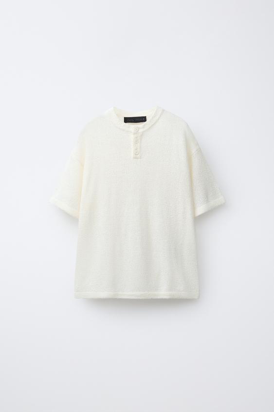 CAMISETA PUNTO RÚSTICA - Crudo medio de Zara - Imagen 0