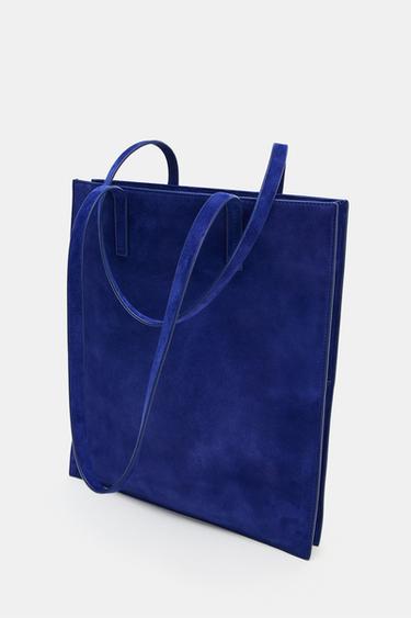SAC SHOPPER EN DAIM - Bleu de Zara - Image 4