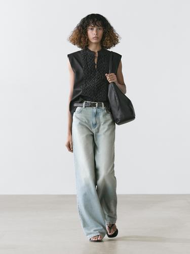 Chaleco detalle pechera algodón - Negro de Zara - Imagen 0