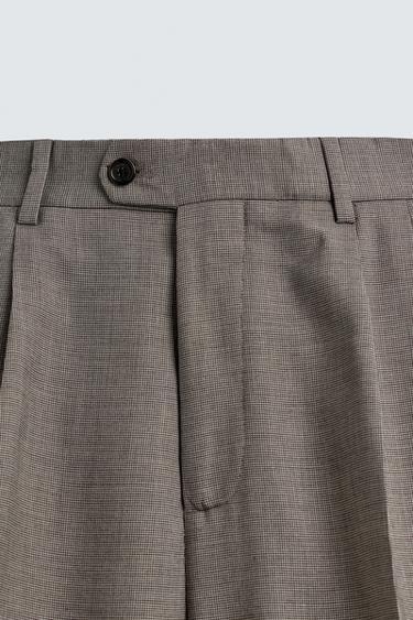PANTALON DE COSTUME À PLIS ET CARREAUX - Beige de Zara - Image 6