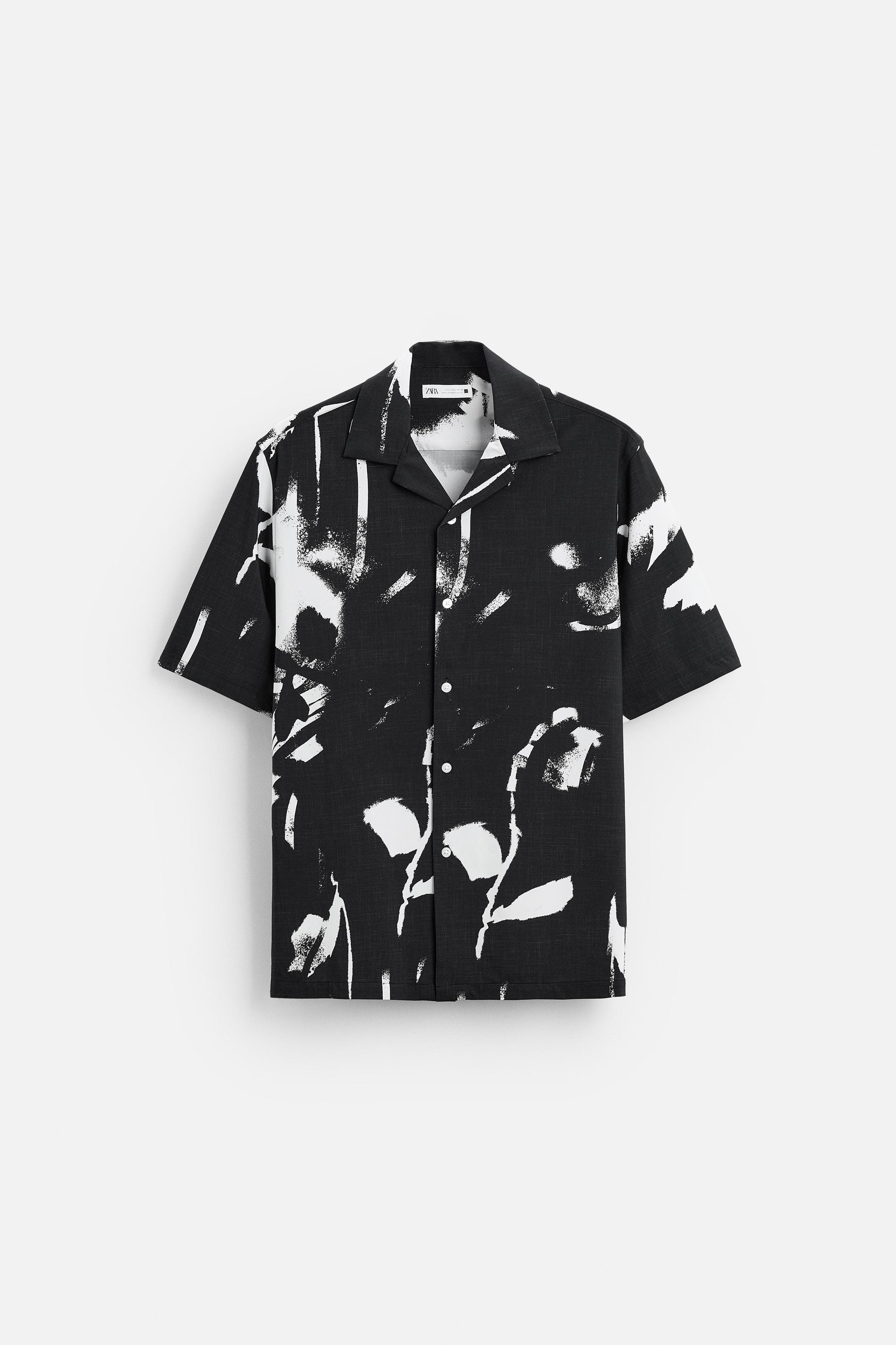 ABSTRACT PRINT STRETCH SHIRT - Black | ZARA United States