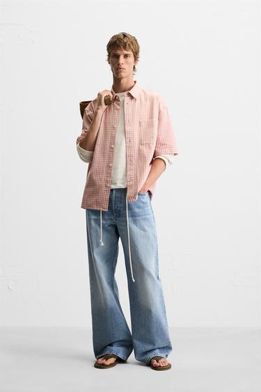 CHECK COTTON SHIRT - Pink by Zara - Image 0