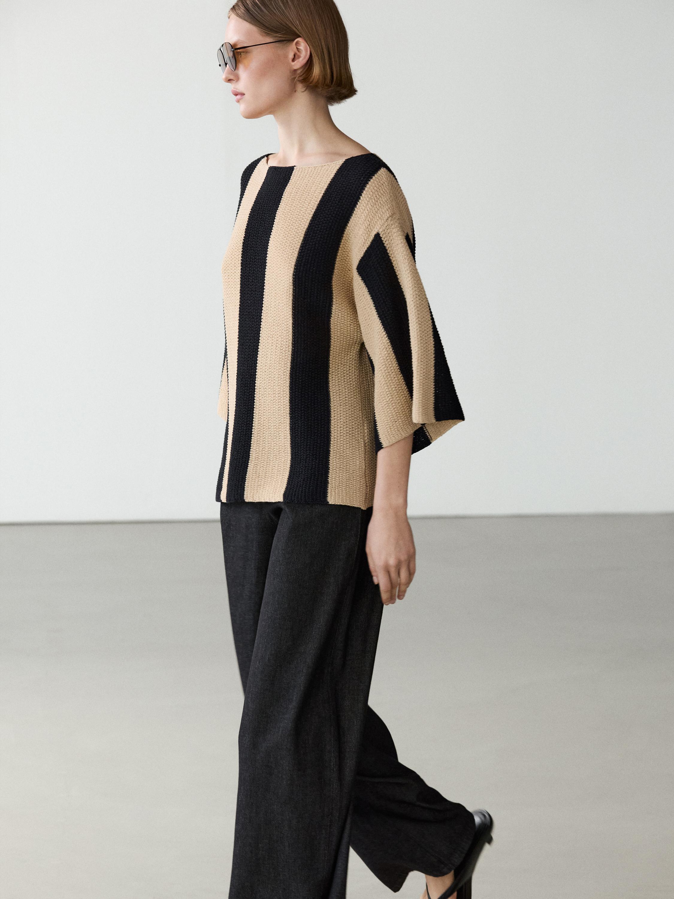 Pull maille rayée avec coton