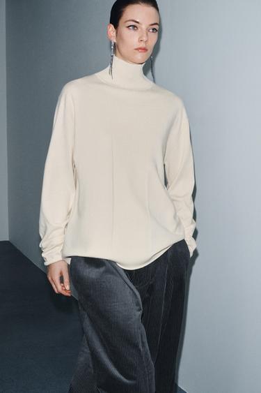 Zara OVERSIZED KNIT JUMPER - Mid-ecru