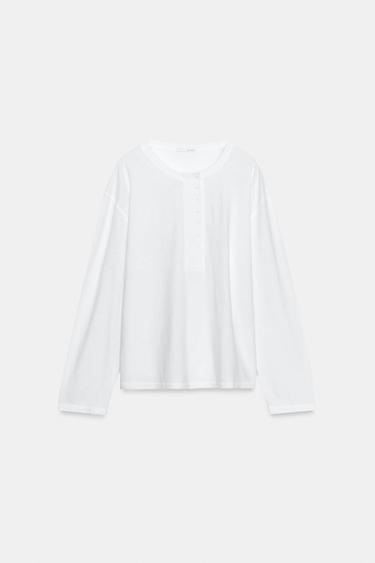 HAUT À COL TUNISIEN AVEC LIN - Blanc de Zara - Image 8