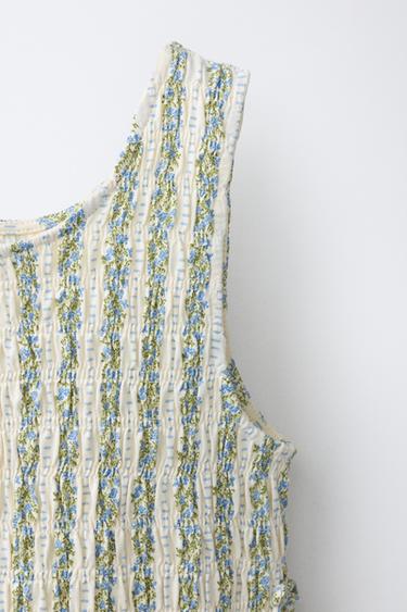 TOP WITH ELASTICATED BOWS - Sand / Blue by Zara - Image 2