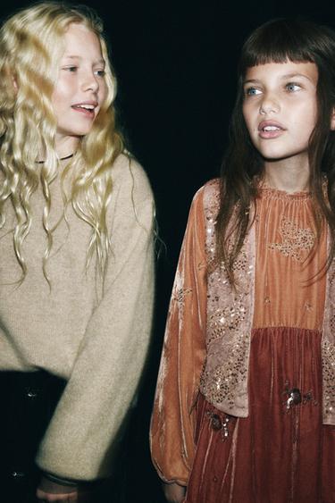 VESTIDO VELVET BORDADO ABALORIOS - Cobre de Zara