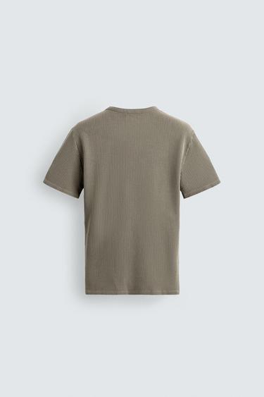 SLIM FIT TEXTURED KNIT T-SHIRT - Sand by Zara - Image 8