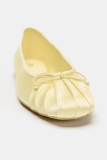 SATIN BALLET FLATS WITH BOW - Yellow by Zara - Image 4