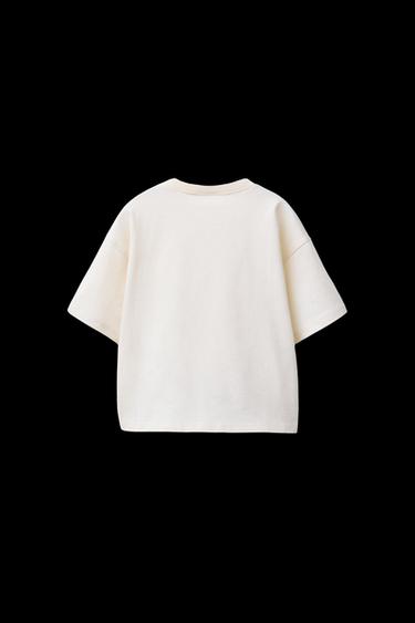 Zara EMBROIDERED TEXT T-SHIRT - Light beige