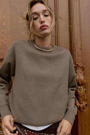 PLAIN KNIT SWEATER - Mid-mink by Zara
