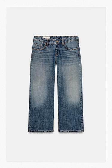 JEANS TRF WIDE LEG CROPPED TIRO BAJO - Azul de Zara