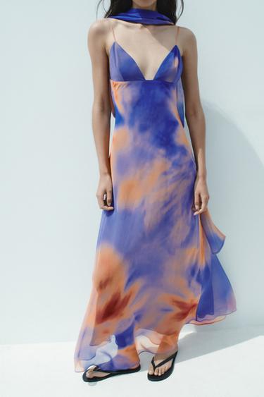 ROBE LONGUE IMPRIMÉE FOULARD - TYE ORANGE de Zara - Image 2