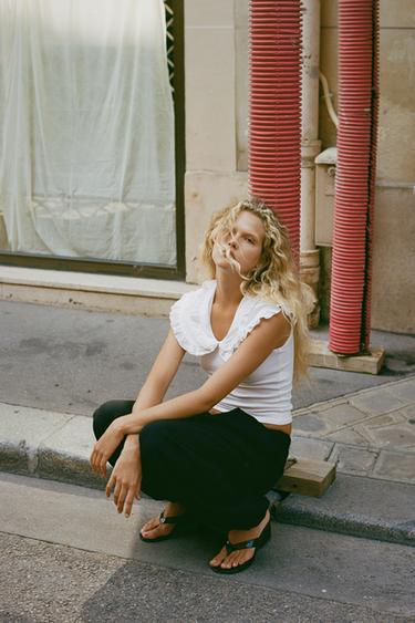 PETER PAN COLLAR T-SHIRT - White by Zara - Image 0