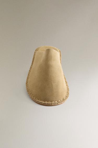 CHAUSSONS CUIR SURPIQÛRE - Beige clair de Zara - Image 5