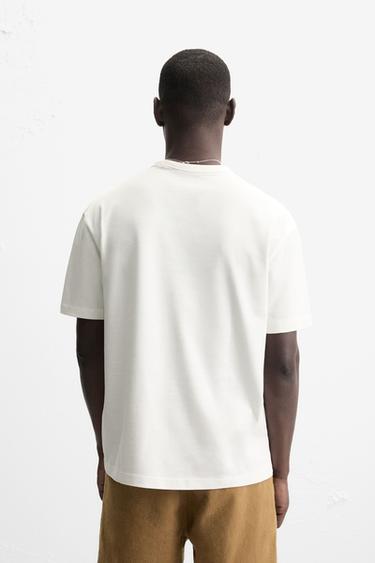 T-SHIRT HEAVYWEIGHT RIB BASIQUE - Blanc cassé de Zara - Image 2