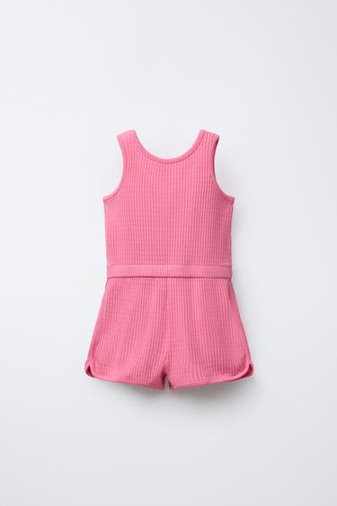 LOT DE DEUX COMBINAISONS COURTES EN MAILLE CÔTELÉE - Rose de Zara - Image 1