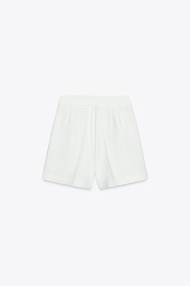 BERMUDA À PINCES TAILLE HAUTE - Écru de Zara - Image 3