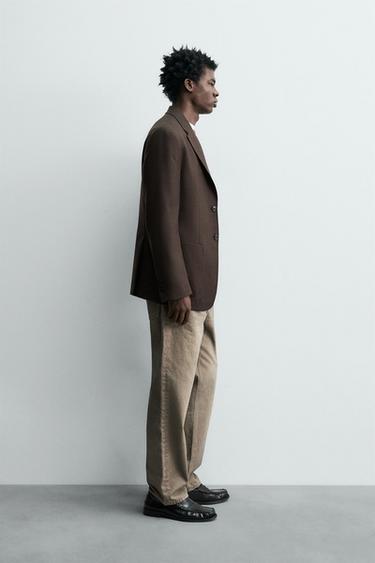 100% WOOL FLANNEL BLAZER - Chocolate by Zara - Image 3