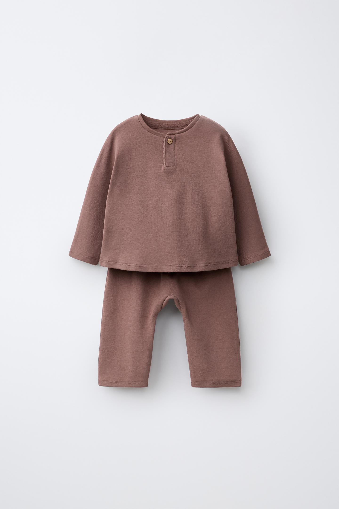 Детский комплект Zara T-SHIRT and Jogger Set, цвет: Коричневый