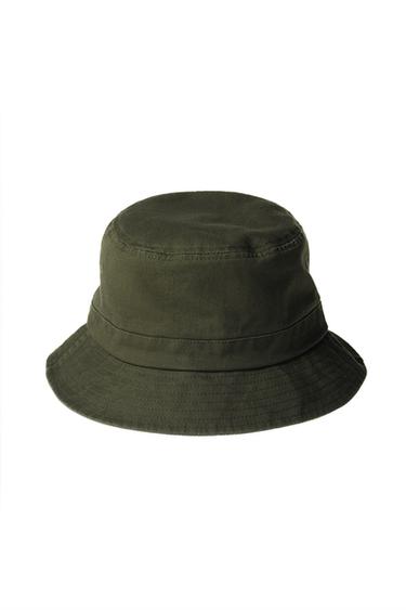 Zara COTTON BUCKET HAT - Dark khaki