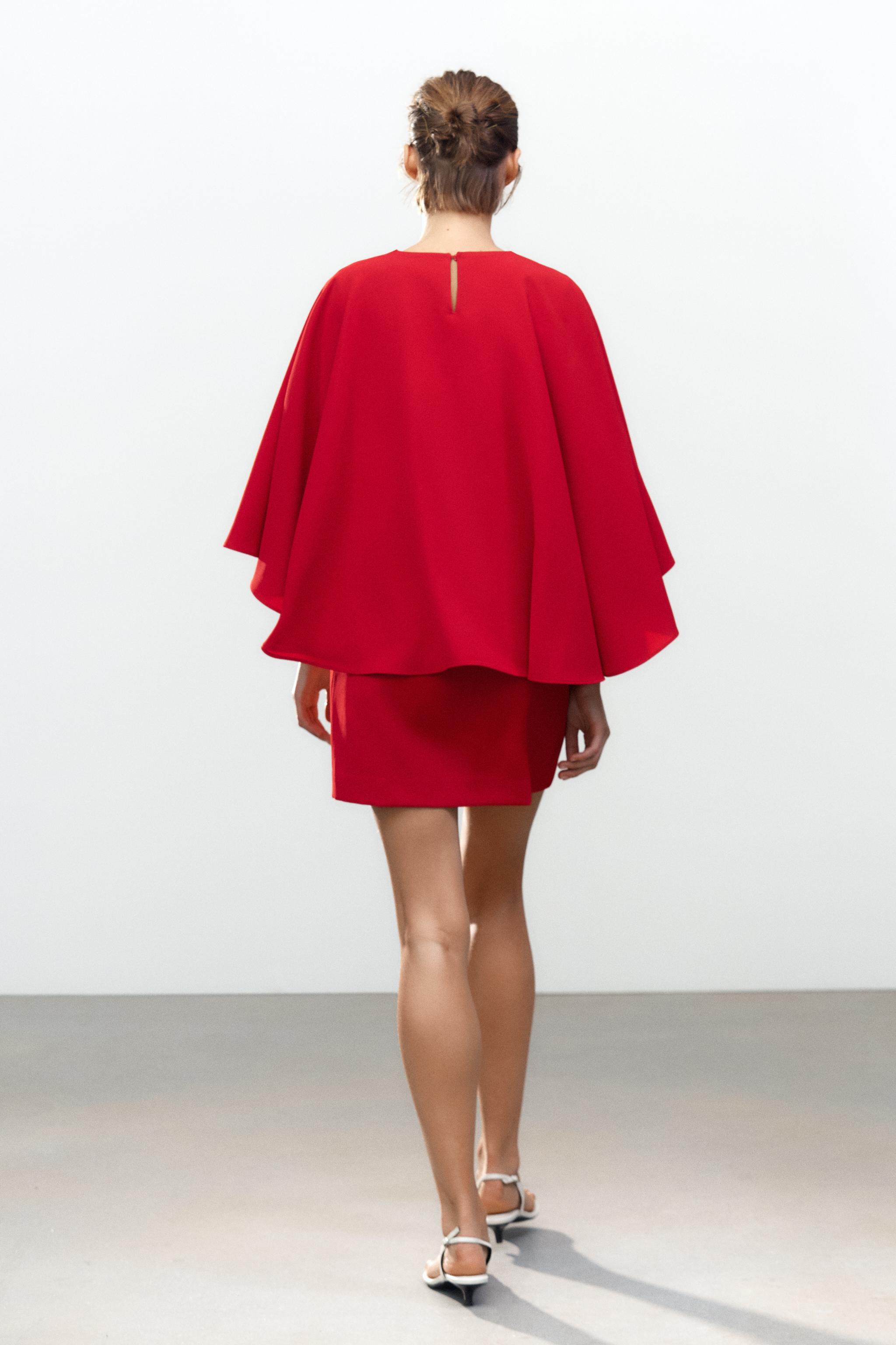 出品10/14まで！TOWAVASE  Sarasa Dress  Red ZW COLLECTION SHORT CAPE DRESS - Red | ZARA United States