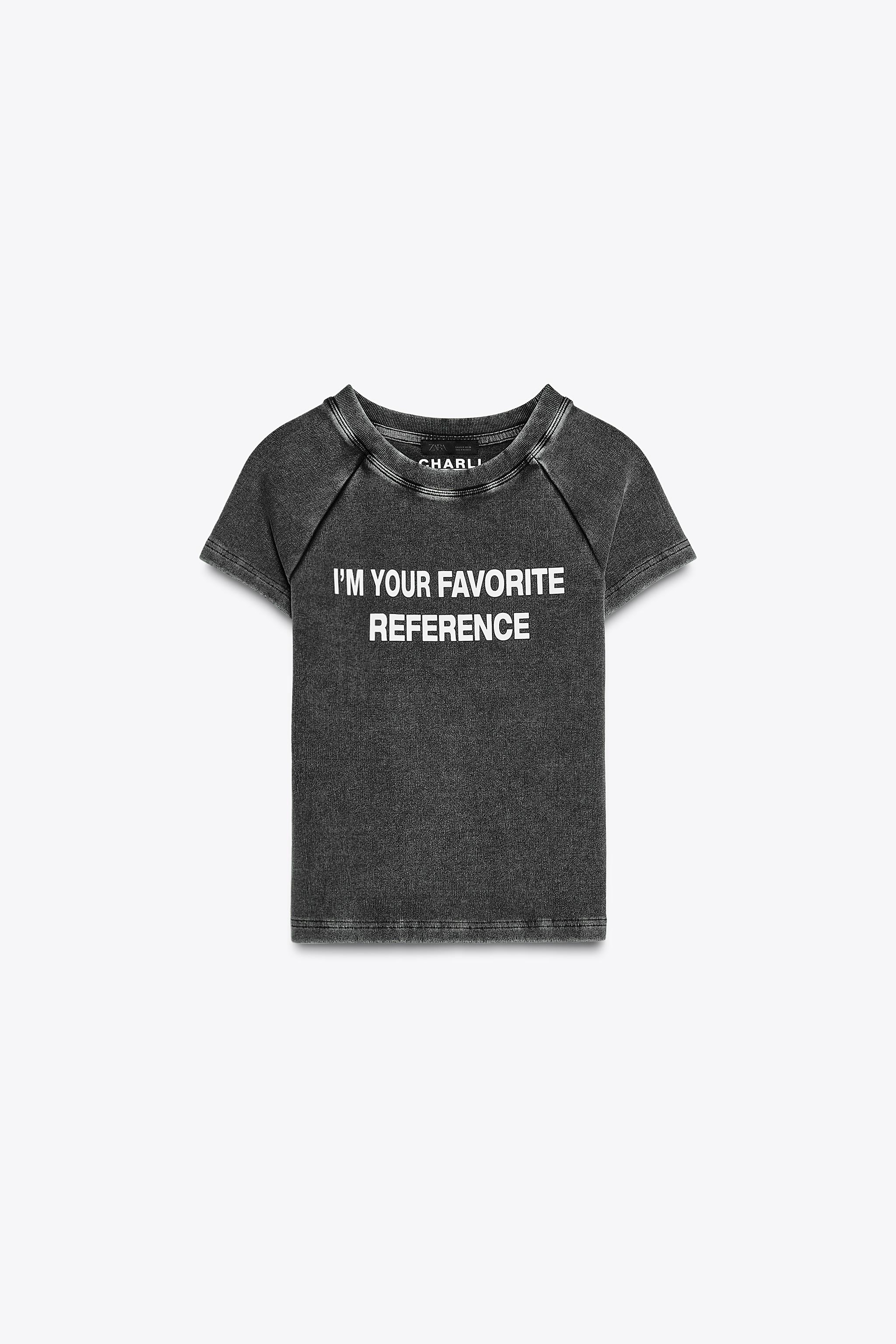 CHARLI XCX© WASHED EFFECT T-SHIRT - Anthracite grey | ZARA